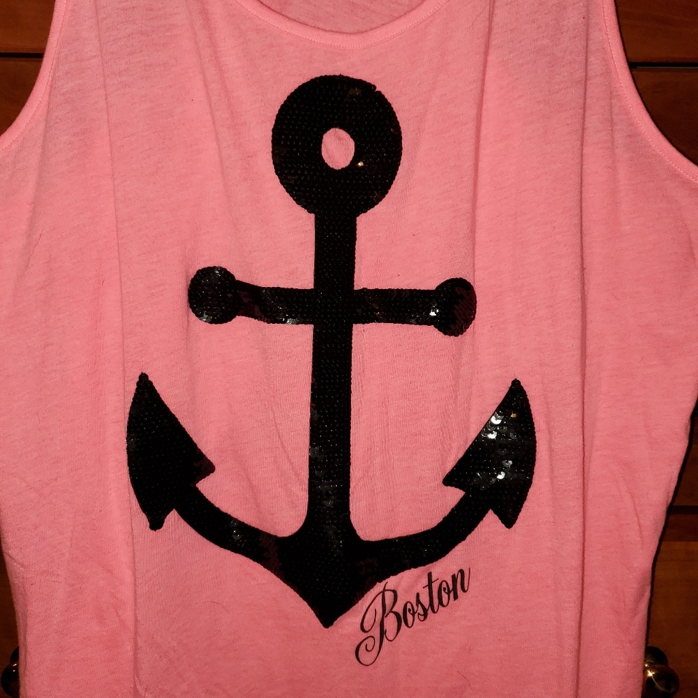 Victoria's Secret Boston Pink Anchor Sequin Tank